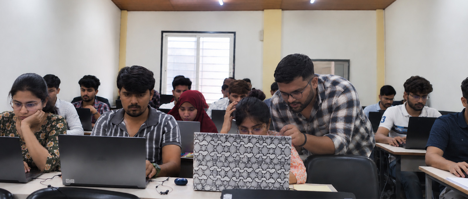 Students working in the ScholarLogic computer lab