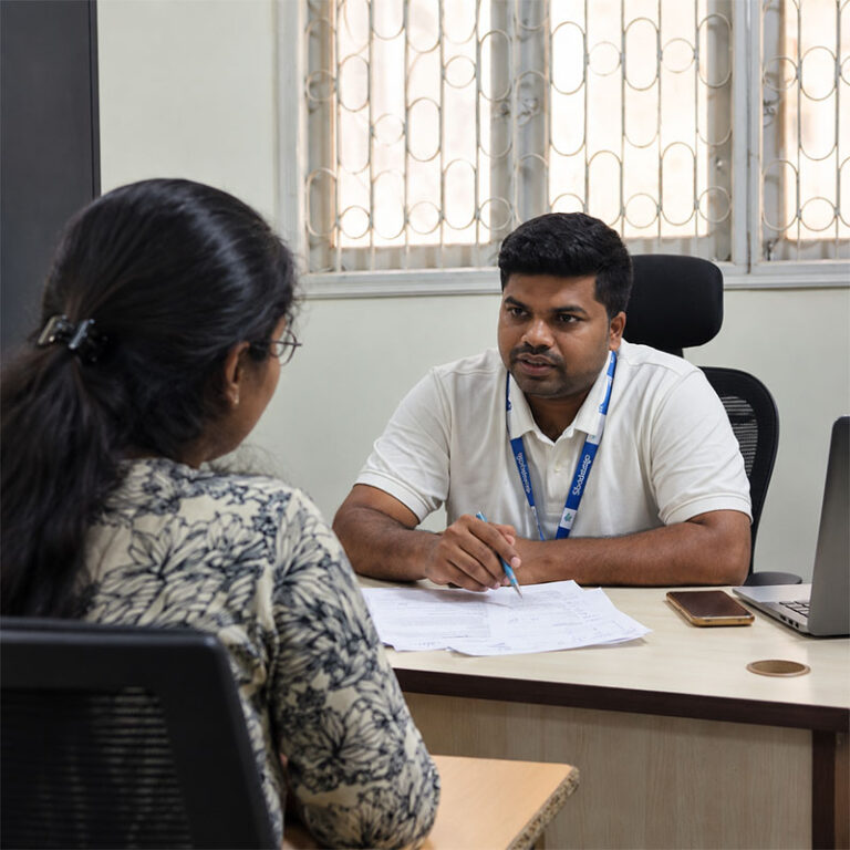 ScholarLogic placement team member preparing a student for interviews