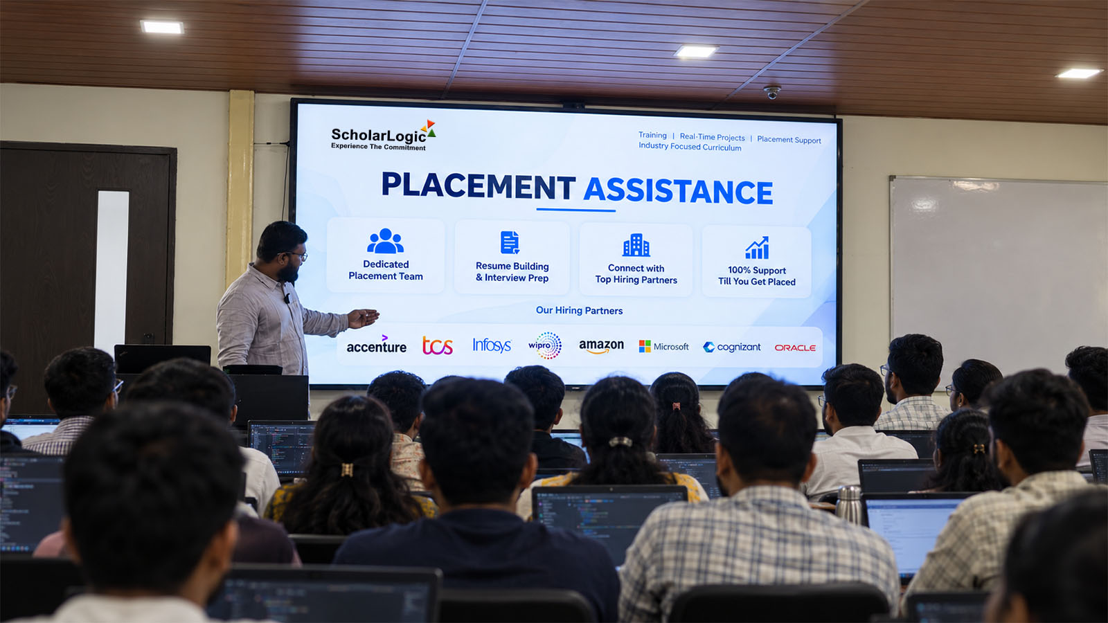 Placement assistance session in a ScholarLogic classroom, BTM Layout, Bangalore