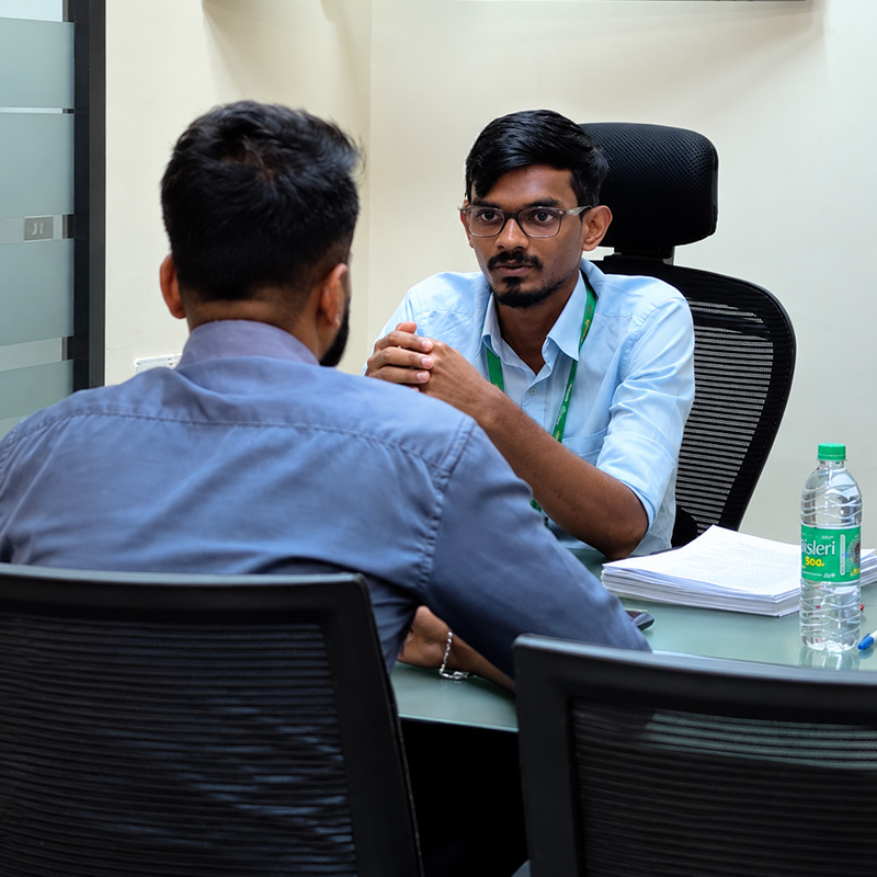 Student in a placement interview with a ScholarLogic recruiter
